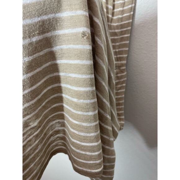 C&C California Striped Maxi Dress Sleeveless Linen Large Beige White Beachy - Picture 3 of 6